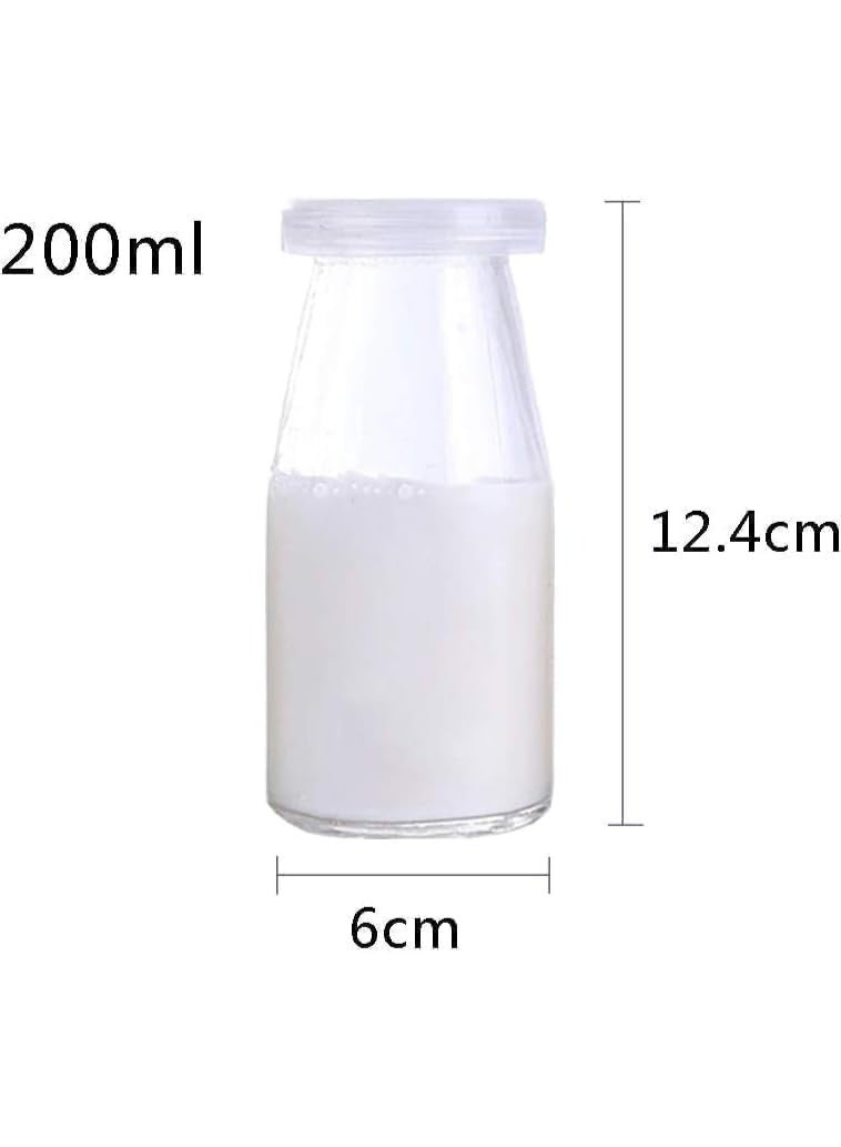 Luxoraq Glass Milk Bottle with White Lids, 200ml Reusable Dairy Drinking Containers, (Pack of 12) Glass Bottles for Milk, Juice, Yogurt, Smoothies, Honey, Tomato Sauce, Jam, Syrup - Image 5